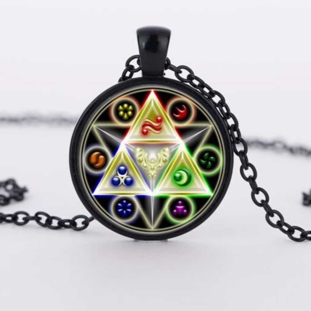 Legend of Zelda Triforce Glass Cabochon Necklace